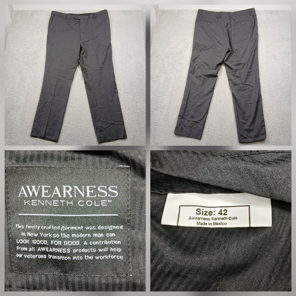 AWEARNESS Kenneth Cole Dress‎ Pants Men's 42 Gray Tailored Slacks